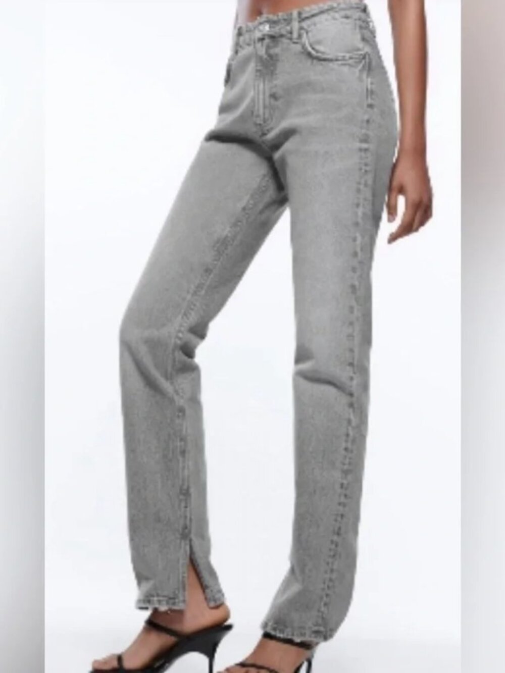 Zara High Rise Split Hem Straight Leg Jeans Size 6